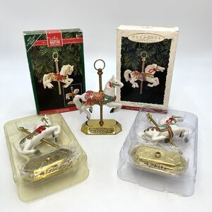 3 Hallmark Keepsake Tobin Fraley Carousel Horse Christmas Ornaments '92 '93 '94
